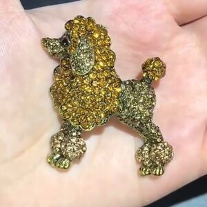 Poodle Amber Crystal Brooch